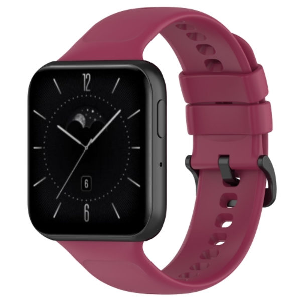 För OPPO Watch 3 Solid Color Soft Silicone Watch Band Wine Red