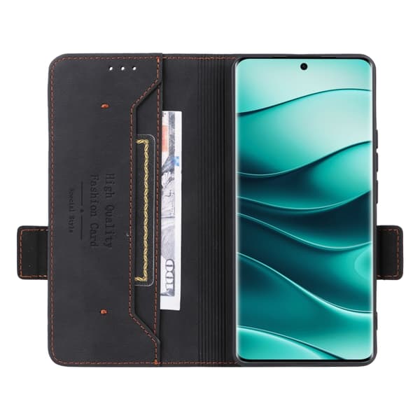 Redmi Note 14 Pro / Note 14 Pro+ 5G Magnetisk Låsfunktion Läderfodral Svart