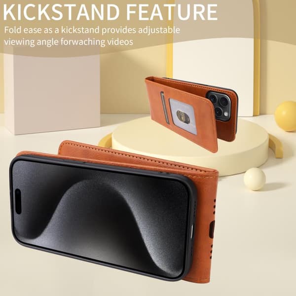 Redmi Note 14 Pro 4G - Magnetisk Vertikal Flip Läderfodral Brun