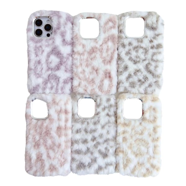 iPhone 16 Pro Leopard Print Plush TPU Skal Ljusgul