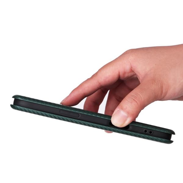 iPhone 17 Air Skal läderfodral - kolfibertextur Grön