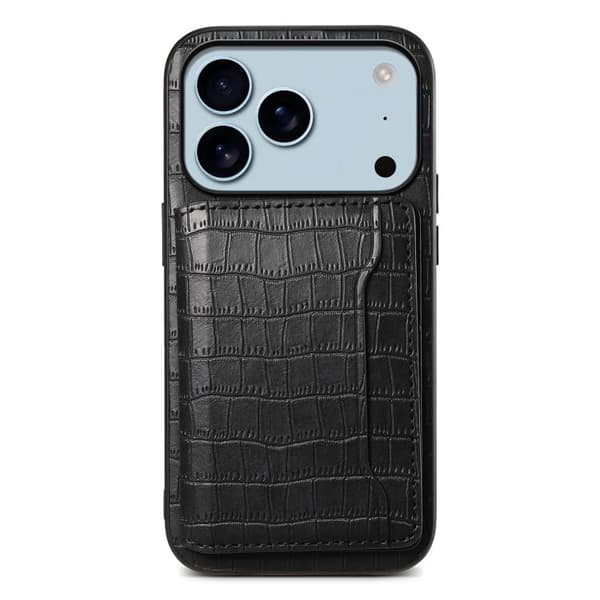 iPhone 18 Pro Max / iPhone 17 Pro Max Skal med Krokodiltextur och Fullt Skyddande Design Svart