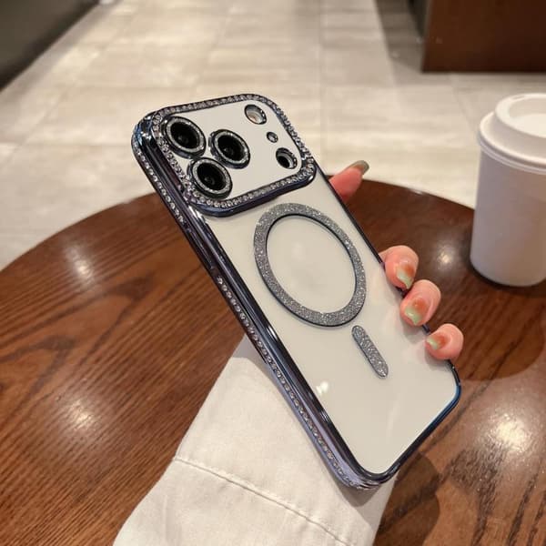 iPhone 18 Pro Max / iPhone 17 Pro Max Diamond Platerad MagSafe TPU Skal Blå