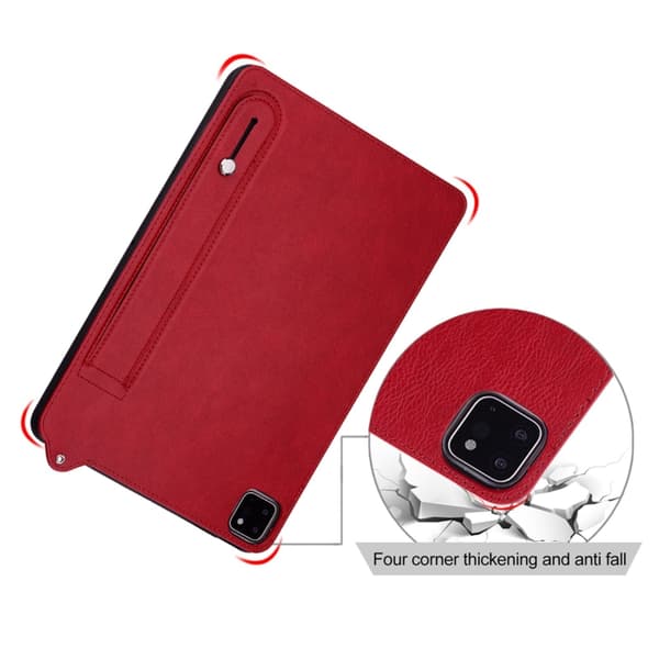 Samsung Galaxy Tab A9+ / A11+ TPU Läderfodral med Handledsrem Röd