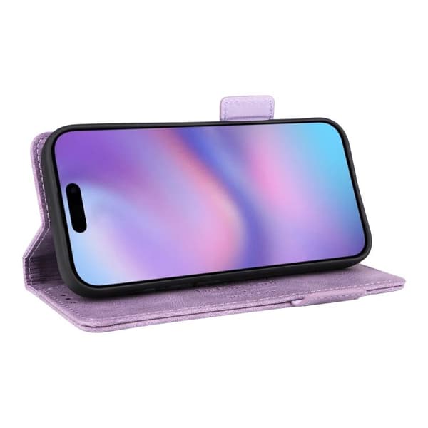 iPhone 17 Skal Läderfodral med Magnetlås Purpur