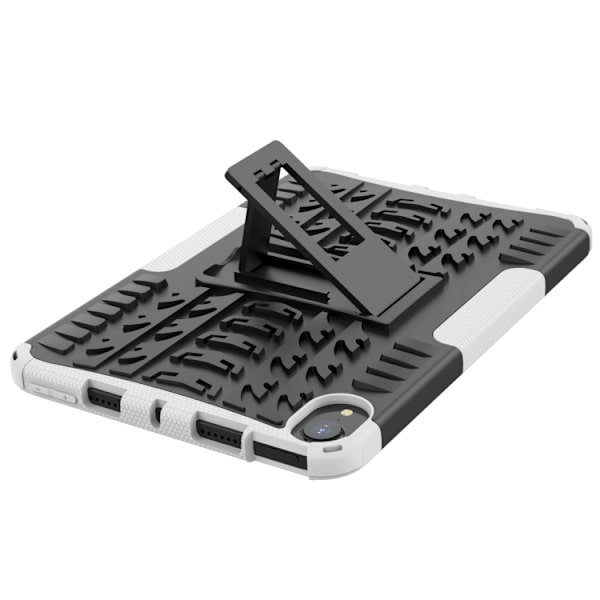 iPad mini 6 / mini 2024 Skal med Däcktextur TPU + PC Stötsäker Tablet Case med Ställning Vit