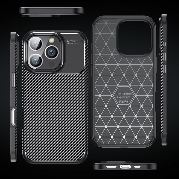 iPhone 16 Pro Max Skal Kolfibertextur - Stöttålig TPU Telefonfodral