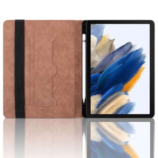 Samsung Galaxy Tab A9 / A11 Rhombus Prägad Läderfodral Brun