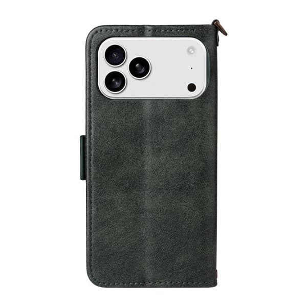 iPhone 18 Pro / iPhone 17 Pro Skal läderfodral med flera kortfack - nötköttsläder Grön
