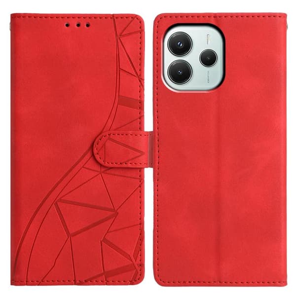 Redmi Note 14 5G - Triangulärt Prägling Läderfodral Röd