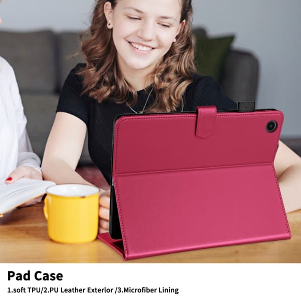 Samsung Galaxy Tab A9+ / A11+ Läderfodral med Rhombus-mönster Röd