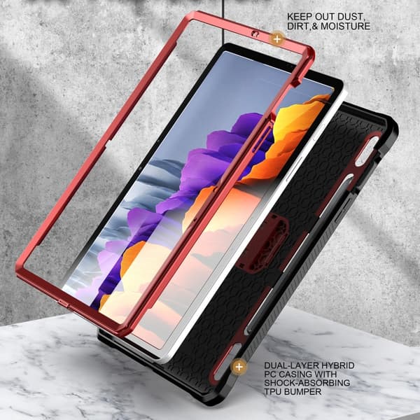 Samsung Galaxy Tab S7/S8 Explorer PC + TPU Skyddsfodral med Penna Röd