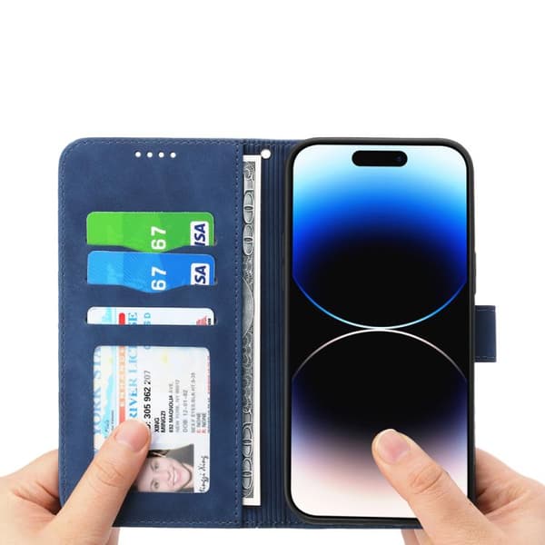 iPhone 18 Pro Max / iPhone 17 Pro Max Skal läderfodral Dierfeng Dream Line TPU Hybrid Blå