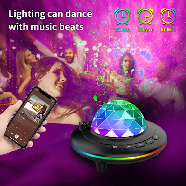 L6 Music Starry Projector Fjärrkontroll Nattljus (Färgglatt Ljus)