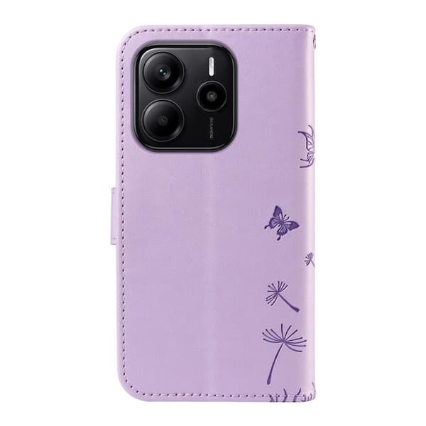 Redmi Note 14 4G - Flip Läderfodral med Dandelion Prägling, Purpur