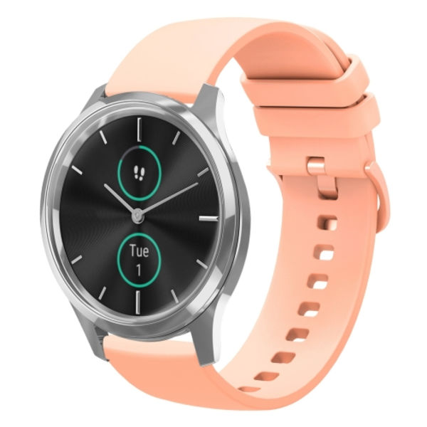 För Garmin VivoMove Luxe 20mm Solid Color Soft Silikon Watch Band Pink