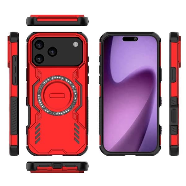 iPhone 18 Pro Max / iPhone 17 Pro Max Skal med Butterfly Armor MagSafe Magnetring och Stötskydd Röd
