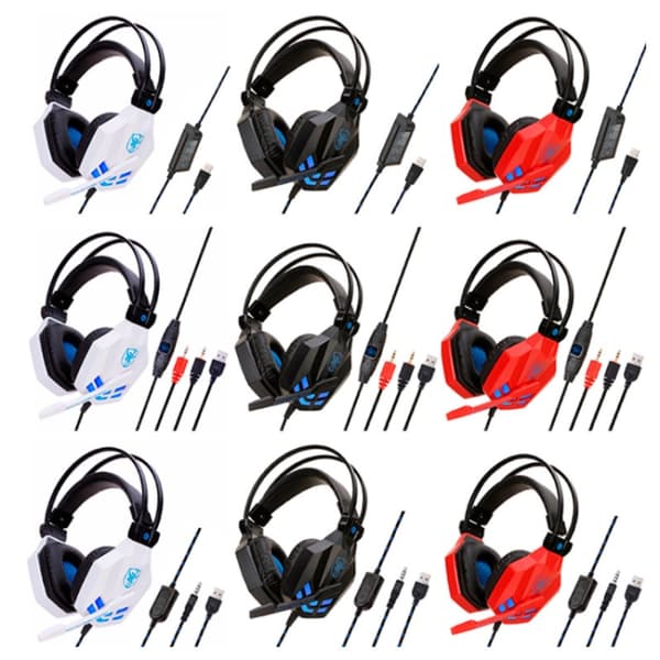 Soyto SY850MV Luminous Gaming Headset för PC röd blå