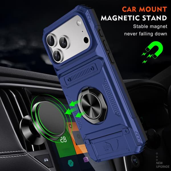 iPhone 18 Pro Max / iPhone 17 Pro Max Skal TPU+PC Stötsäker med Metallringhållare Blå