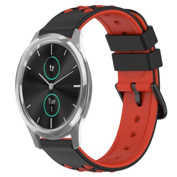 För Garminmove Luxe 20 mm tvåfärgad porös watch Black-Red