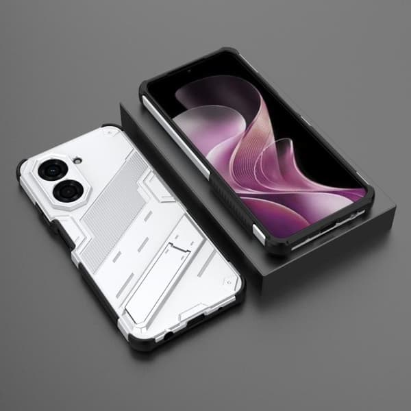 Redmi A5 4G / Poco C71 Punk Armor 2-i-1 PC + TPU Mobilskal med Ställ Vit