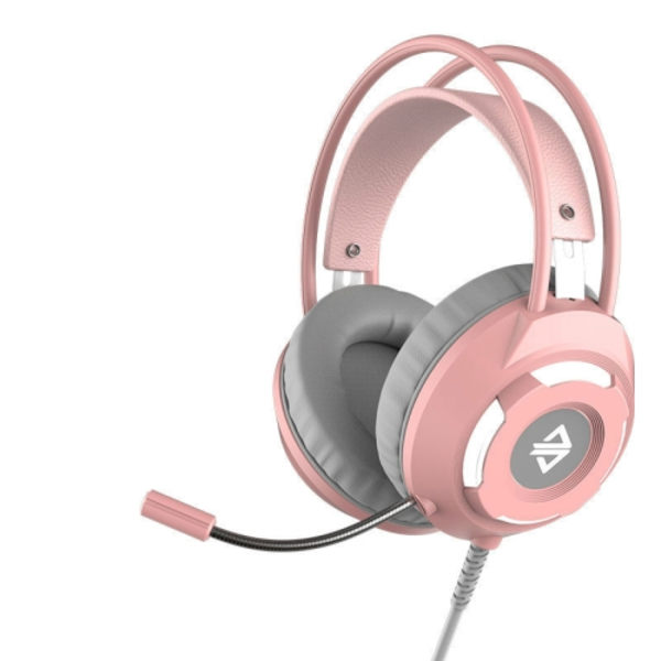 Ajazz AX120 7.1-kanals datorspelheadset med hörlurar för lyssnande och positionering, superbas med mikrofon Rosa
