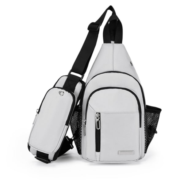 Herr Bröstväska Oxford Tyg Casual Axelväska Crossbody Liten Ryggsäck Ljusgrå
