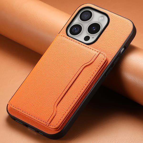 iPhone 16 Pro Kalvtextur Skal Design med Full Täckning Orange