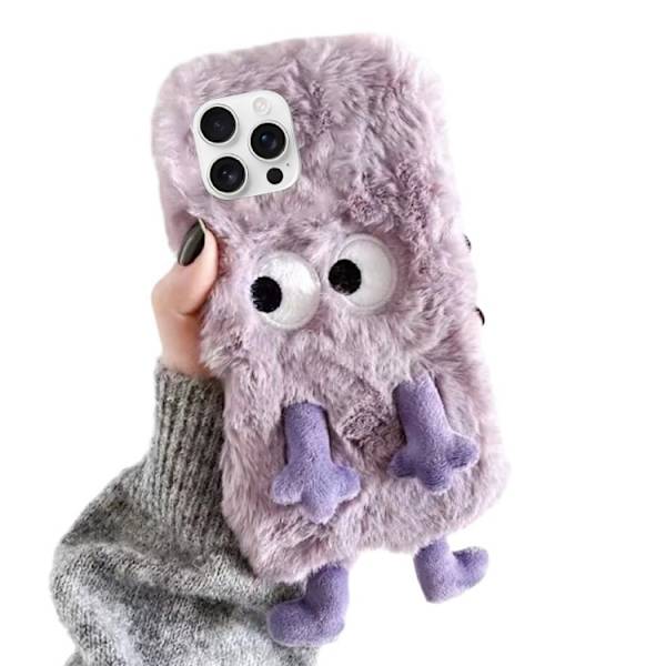 iPhone 16 Pro Söt Plush Squint Monster Skal
