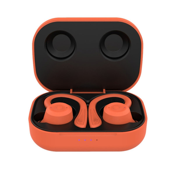 T20 TWS Bluetooth-hörlurar med trådlösa sportkrokar med laddningsbox IPX6 Vattentäta brusreducerande hörlurar Orange