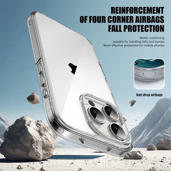 iPhone 16 Pro Skal - PC Hybrid TPU Full Coverage Stötsäker Telefonfodral Transparent svart