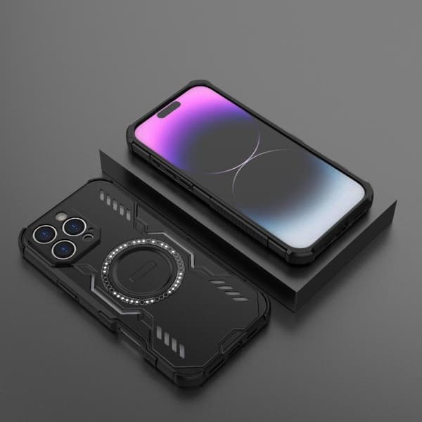 iPhone 16 Pro Max Butterfly Armor MagSafe Magnetisk Ring Stötsäker Skal Svart