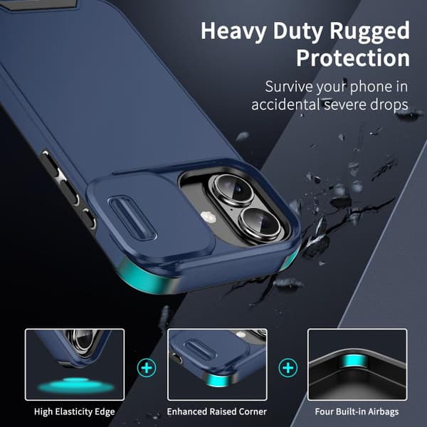 iPhone 17 Skal med Sliding Camshield TPU + PC Blå
