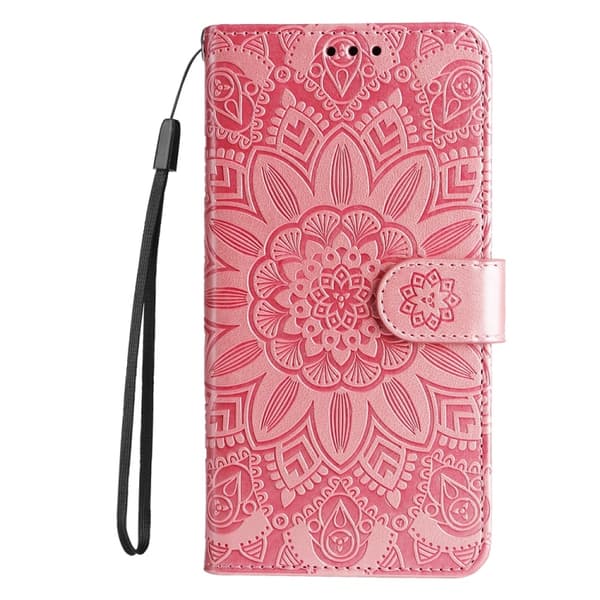 Redmi Note 14 Pro 5G / Note 14 Pro+ 5G - Prägad Solros Läderfodral Roséguld
