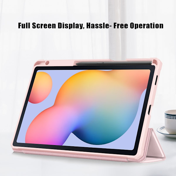Samsung Galaxy Tab S6 Lite 3-Fold Smart Läderfodral Rosa