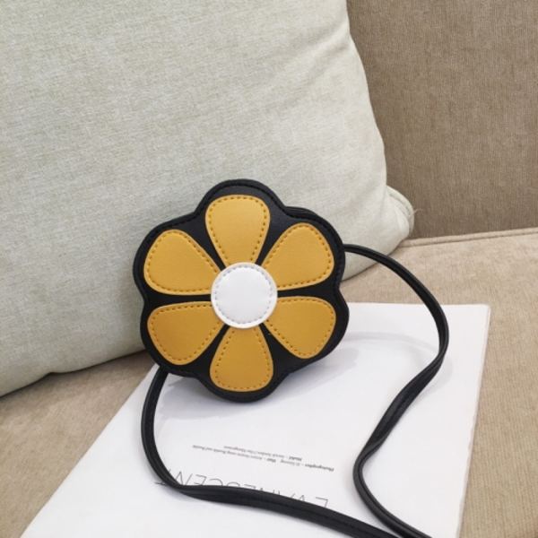 Mini Messenger Bag Söt Blommig Barn Små Myntväskor Barn Handväskor Axelväskor Gul