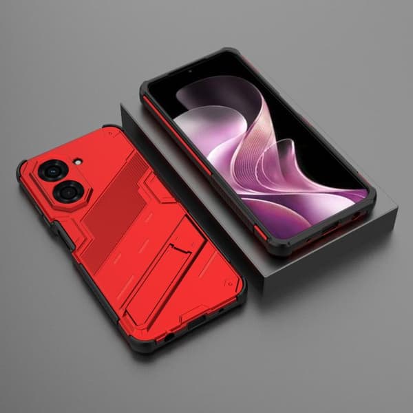 Redmi A5 4G / Poco C71 Punk Armor 2-i-1 PC + TPU Mobilskal med Ställ Röd