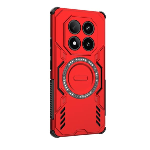 Redmi Note 14 Pro 5G - Butterfly Armor MagSafe Magnetisk Ring Stötsäker Mobilskal Röd
