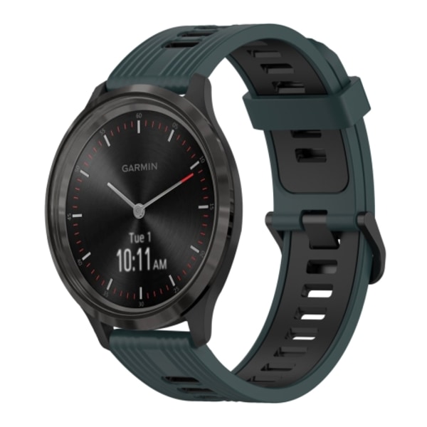 För Garmin Vivomove3 20 mm vertikalt mönster tvåfärgat watch Olive Green - Black