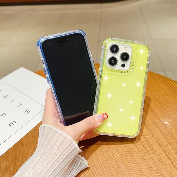 iPhone 16 Pro Max Glitter Powder 3-i-1 TPU + PC Skal Blå