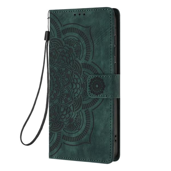 Redmi Note 14 Pro 4G - Mandala Prägad Retro Frostad Läderfodral Grön