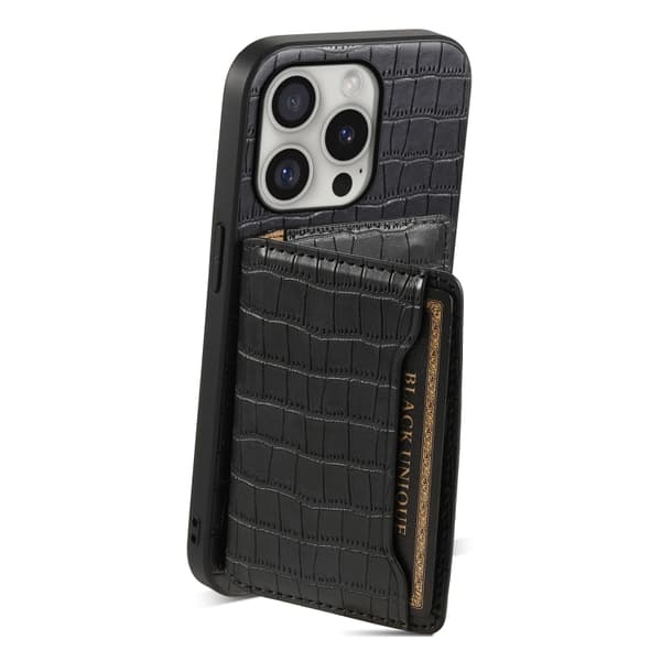 iPhone 16 Pro Crocodile Textur Skal Design med Full Täckning Svart