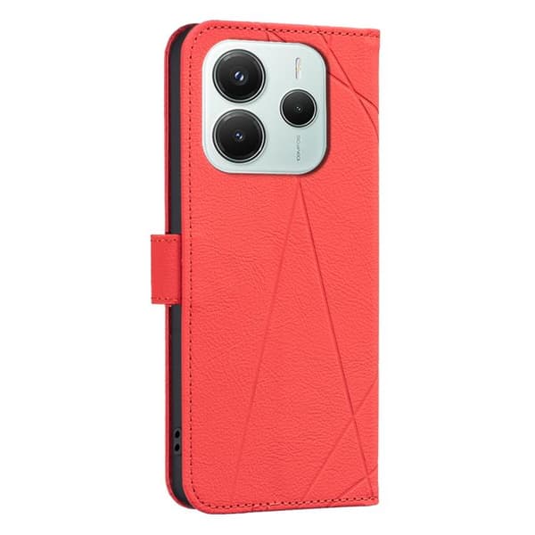 Redmi Note 14 5G - Geometriskt Mönster RFID Läderfodral Röd