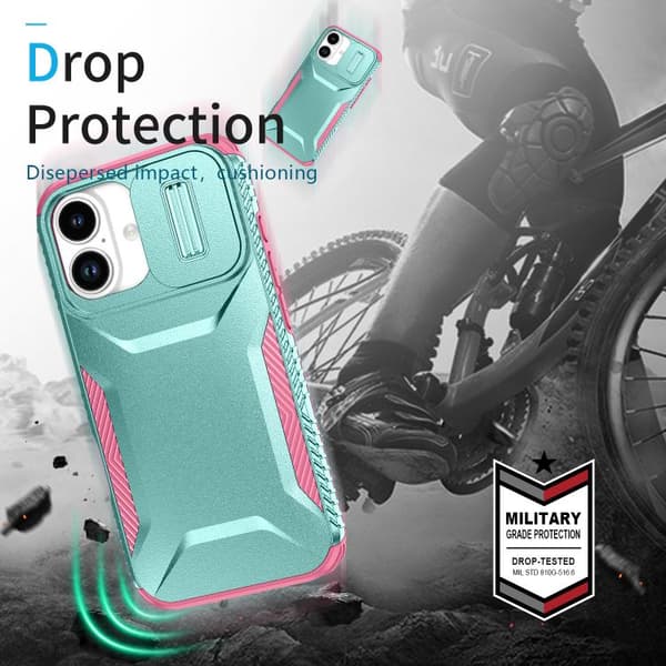 iPhone 17 Skal med Glidande Camshield Rosa + Grågrön