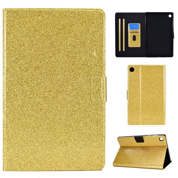 Samsung Galaxy Tab A9 / A11 Glitter Läderfodral Guld