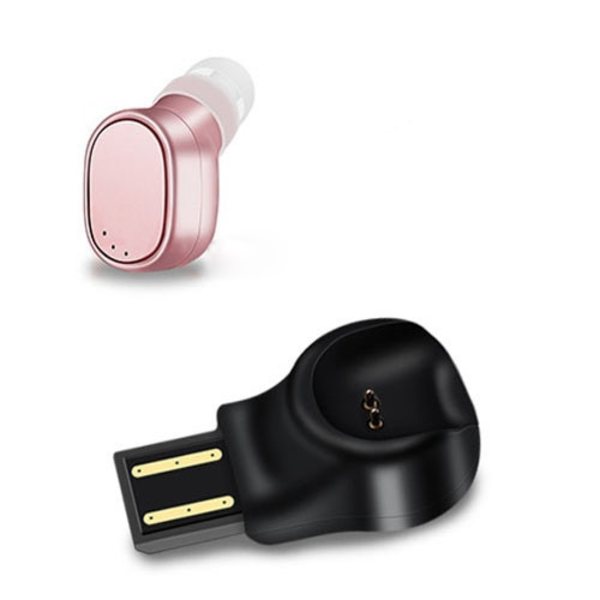LESIRI X12 Bluetooth-headset Mini trådlösa öronsnäckor Bärbar USB magnetisk laddningsheadset Sport öronsnäcka headset för iPhone Rose guld