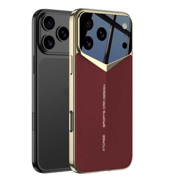 iPhone 18 Pro / iPhone 17 Pro Skal läderfodral GKK Blade Phantom Plain Röd