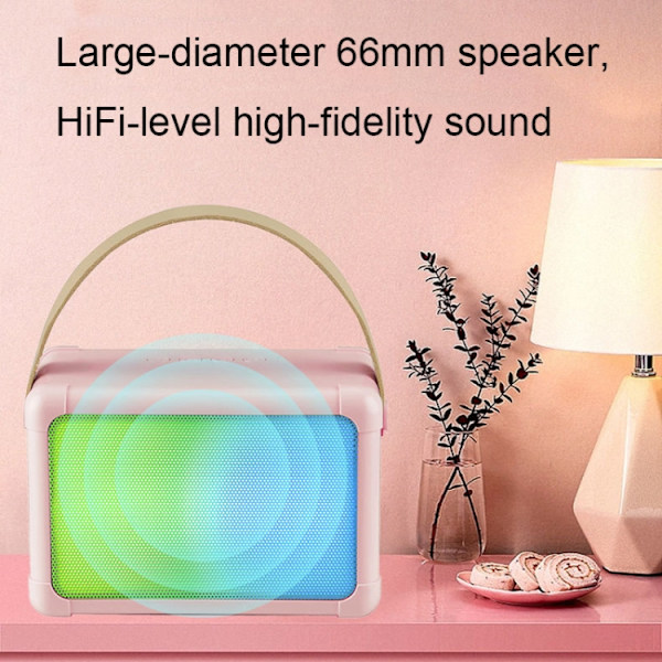 Bärbar RGB-belysningseffekt Bluetooth-högtalare Hem Mini Karaoke Audio, Stil: Högtalare(Rosa)