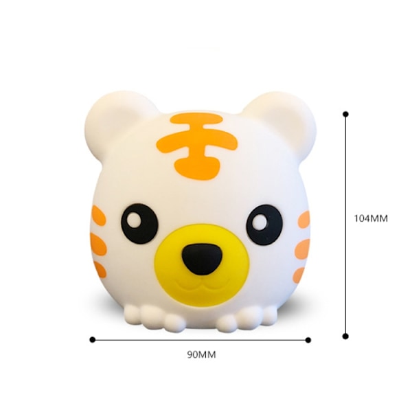 DA006 LED Färgglad Tiger Silikon Nattlampa, Typ: USB-laddning