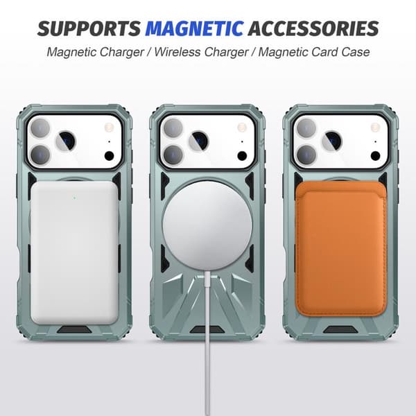 iPhone 18 Pro / iPhone 17 Pro Skal med MagSafe, Stötsäker med Ringhållare Grön